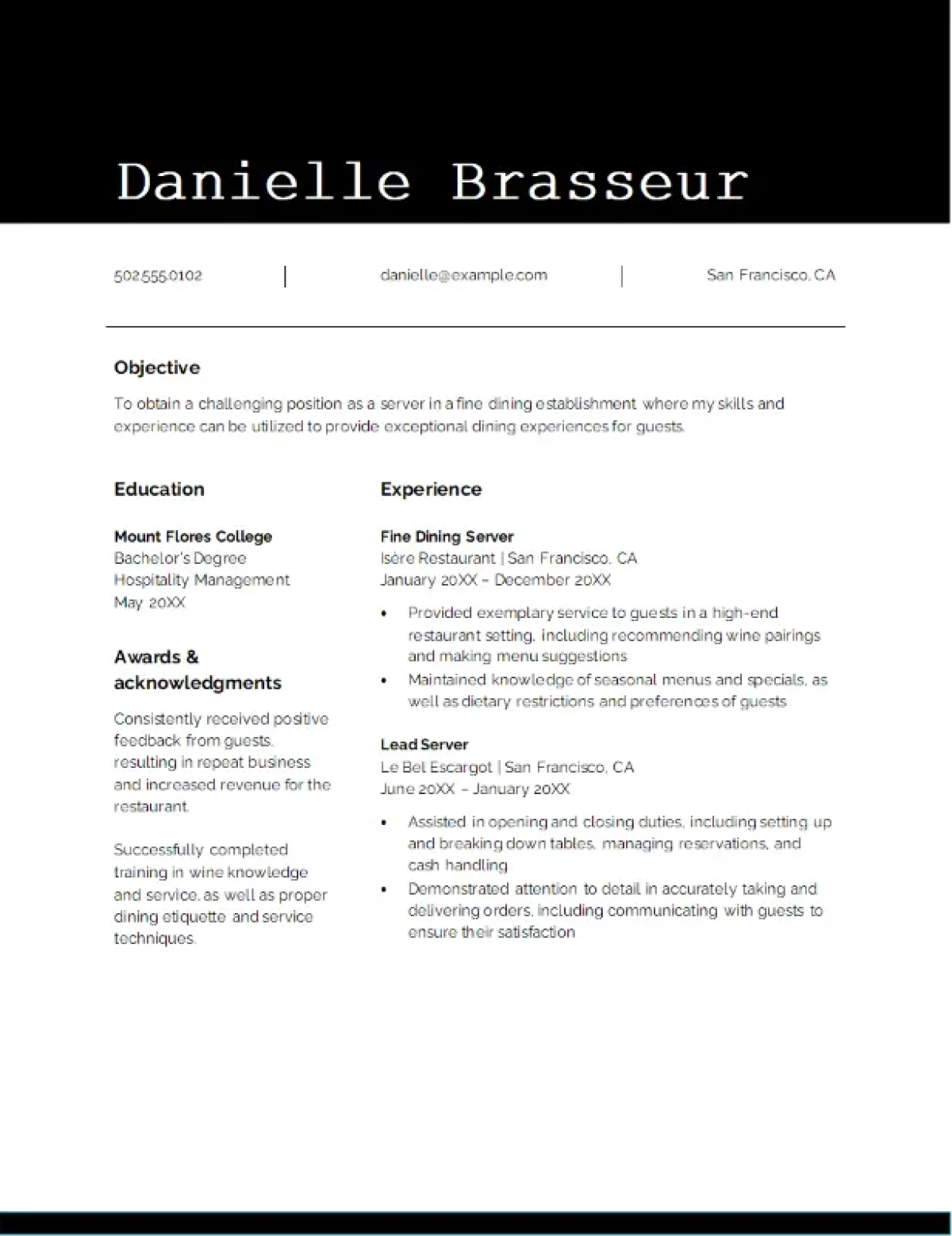 Modèle de CV simple avec un design propre et minimaliste pour tous les chercheurs d'emploi