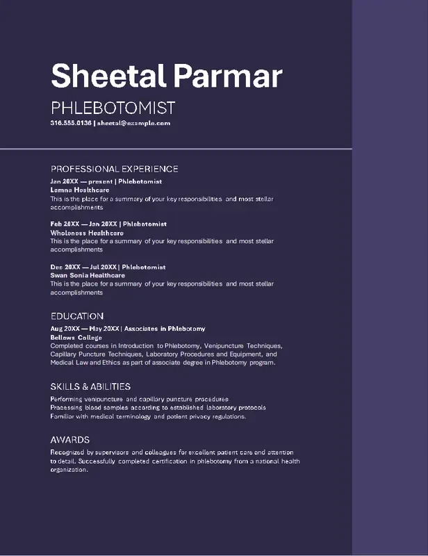 Eenvoudig ATS zorg CV-sjabloon met een schoon en professioneel ontwerp