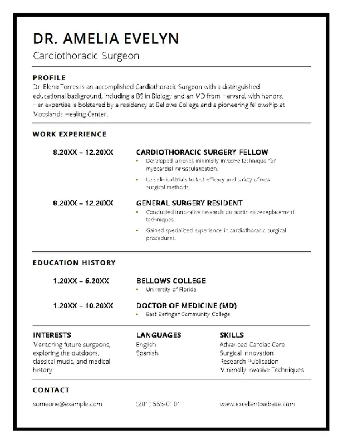 Zorg-CV-sjabloon – Medische Professional CV Zorg-CV-sjabloon met een overzichtelijk en professioneel ontwerp voor medische rollen