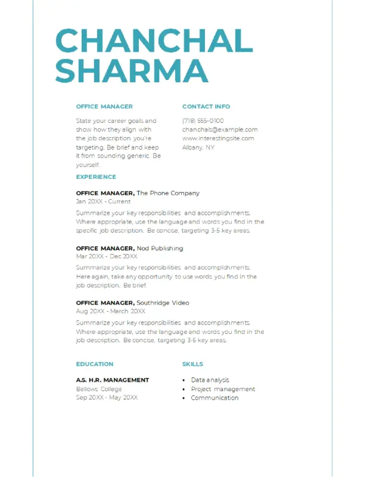 Eenvoudig gedurfd CV-sjabloon met een schoon en zelfverzekerd ontwerp voor werkzoekenden