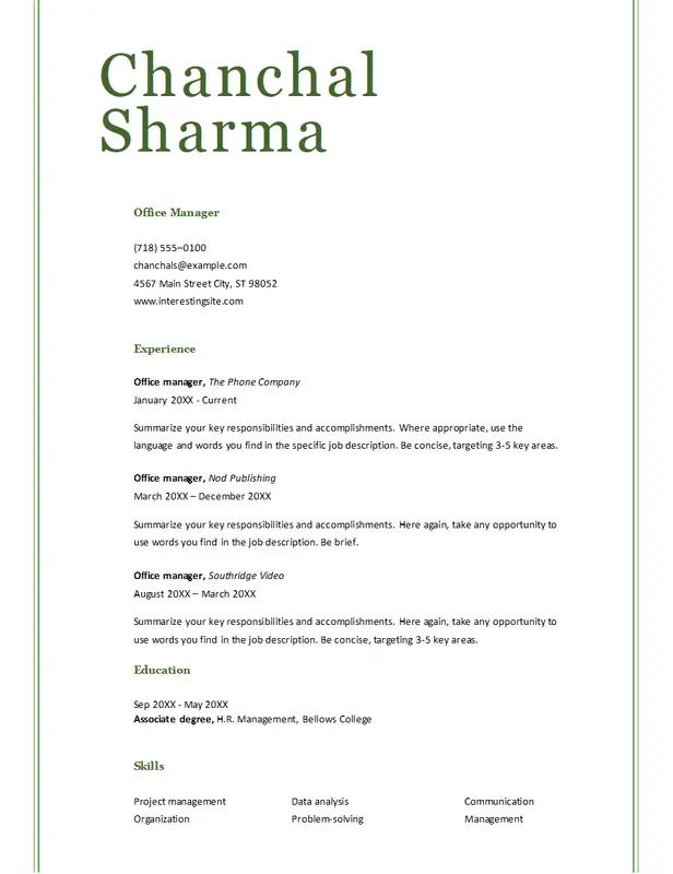 Przyjazny dla ATS prosty klasyczny szablon CV dla profesjonalnych aplikacji o pracę