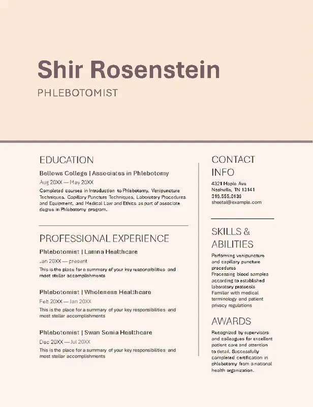Rozszerzony szablon CV ATS dla opieki zdrowotnej z szczegółowym i profesjonalnym wyglądem