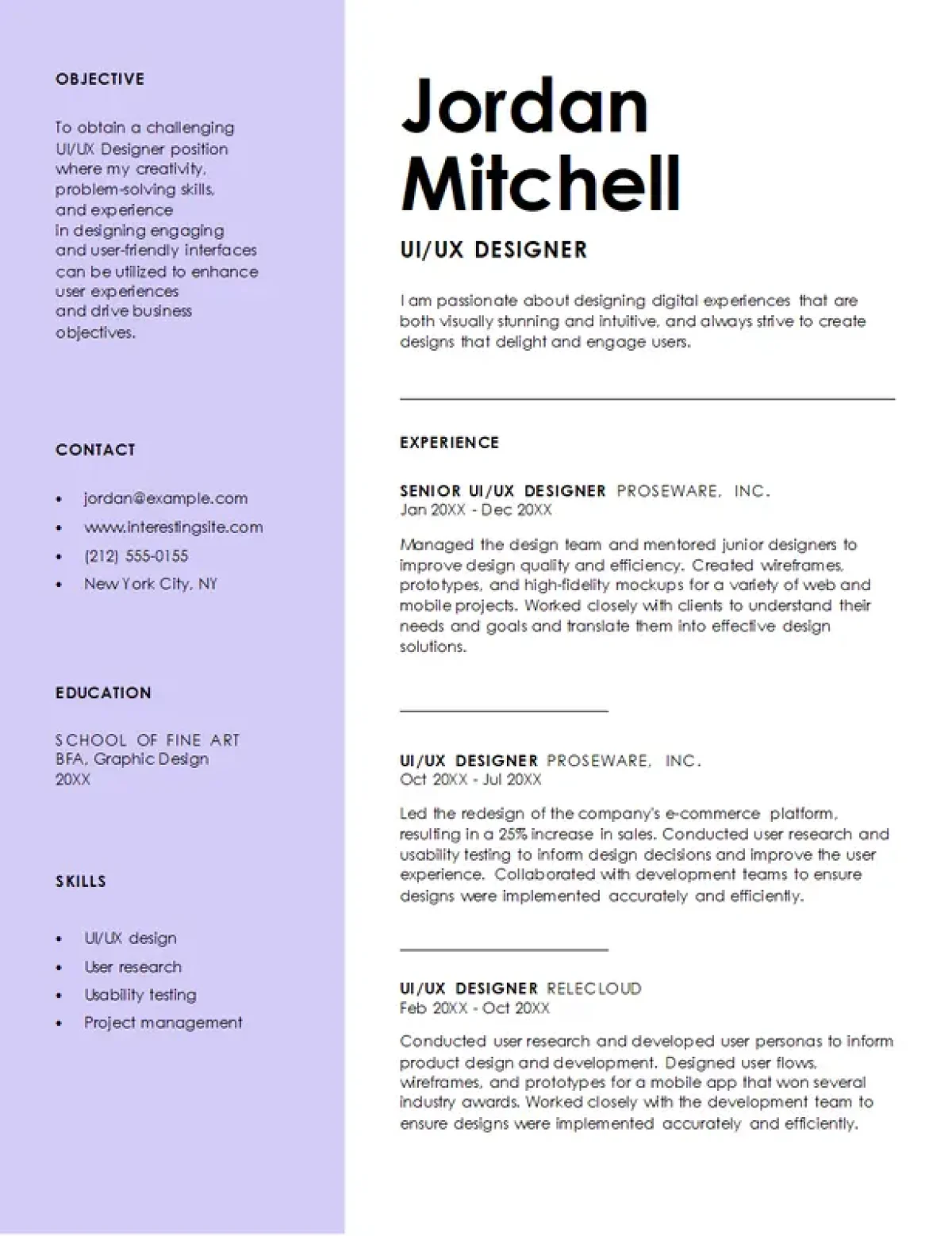 Color block UI/UX designer resume template with a modern and bold design