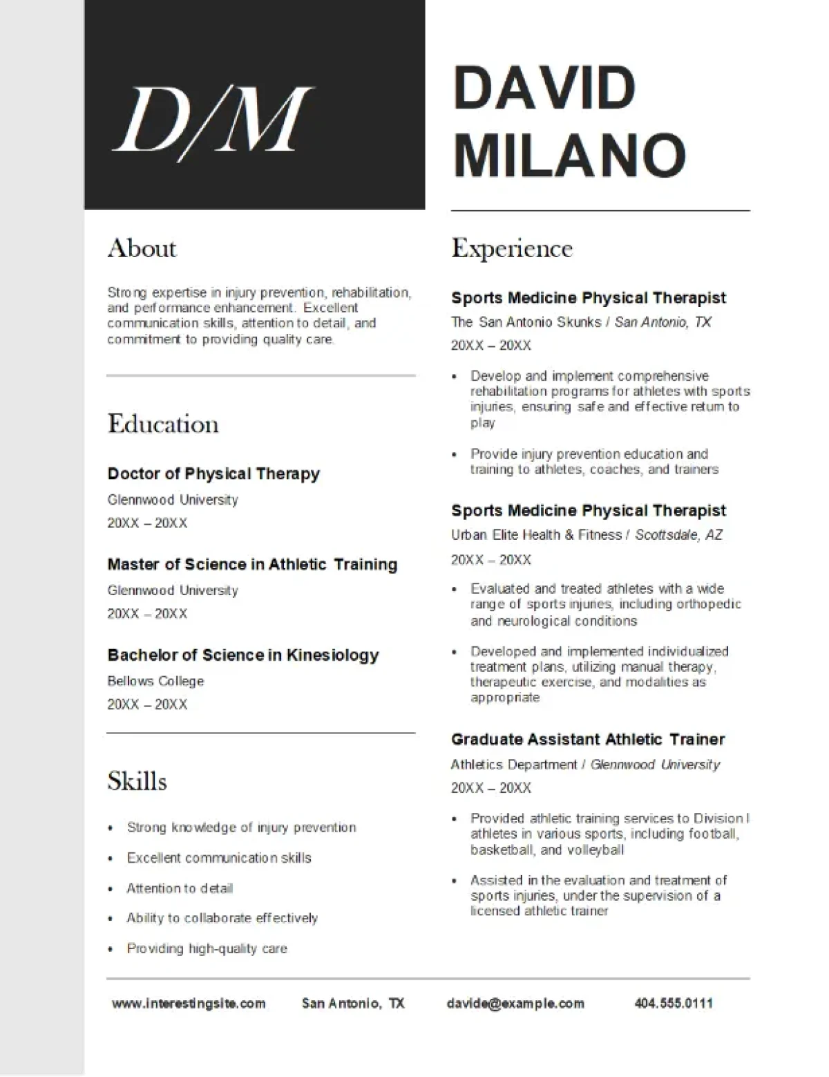 Modern initials resume template with a personalized design for job seekers